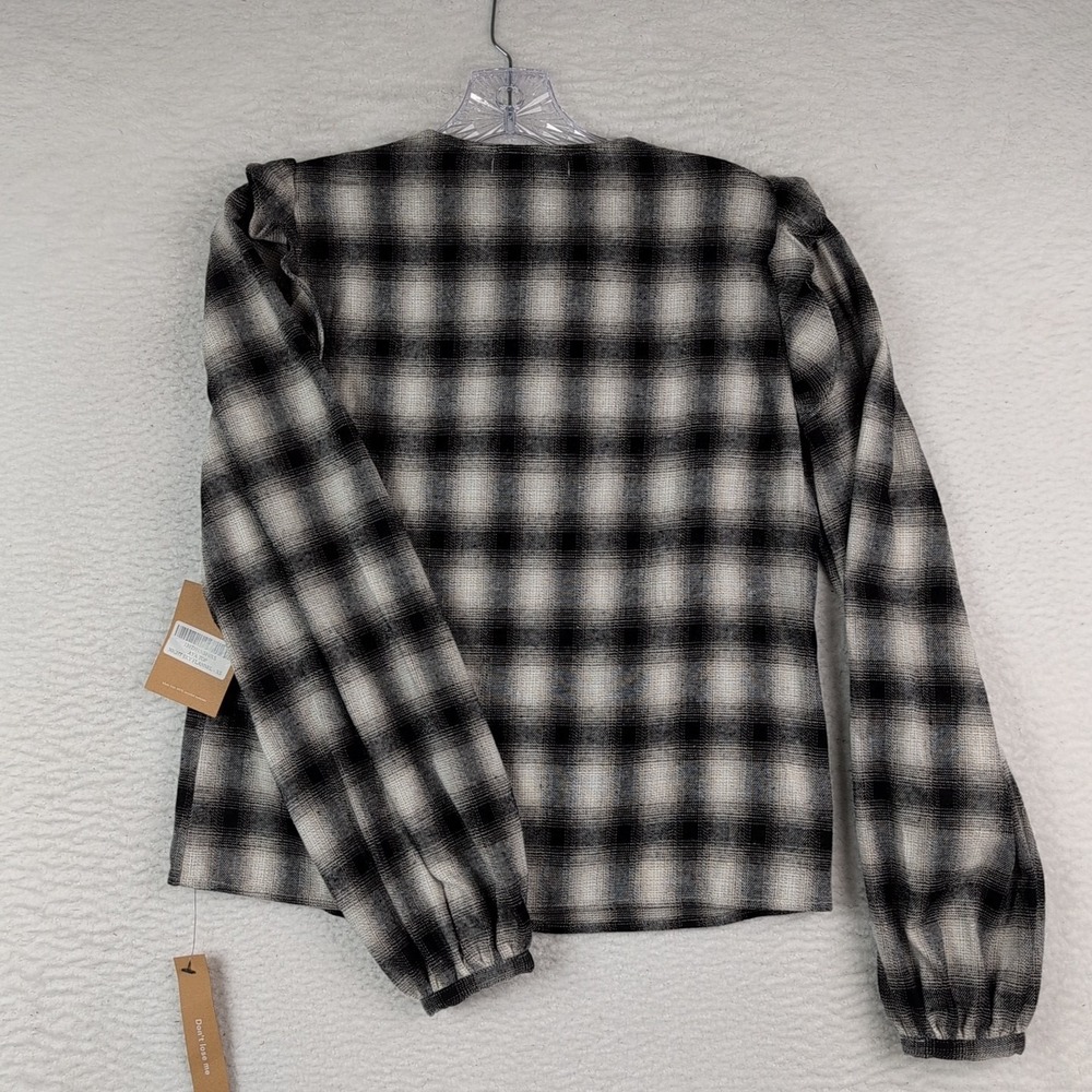 REFORMATION Jeans Aya Top Night Sky Flannel Relaxed Fit Button Down Blouse SZ XS - Picture 4 of 6